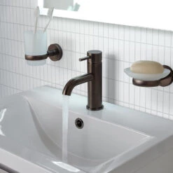 VOS Single Lever Basin Mixer - Brushed Black -Vado Sale Store vos brushed black single lever basin mixer lifestyle 2