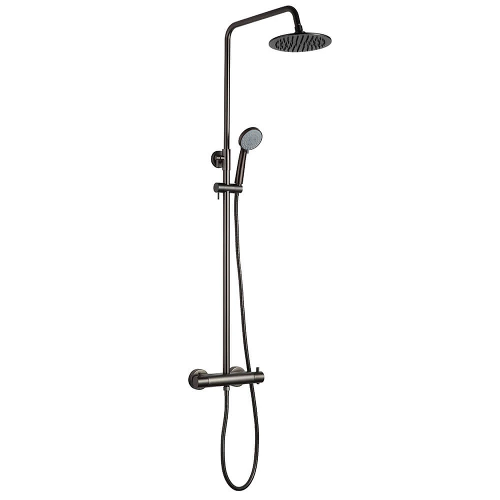 VOS Exposed Dual Outlet Rigid Riser Thermostatic Shower Set - Brushed Black 4 VOS Exposed Dual Outlet Rigid Riser Thermostatic Shower Set - Brushed Black - Image 2