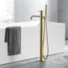 VOS Floorstanding Bath Shower Mixer - Brushed Brass 2 VOS Floorstanding Bath Shower Mixer - Brushed Brass -Vado Sale Store vos freestanding bath shower mixer brushed brass