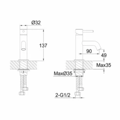 VOS Mini Single Lever Basin Mixer - Matt Black -Vado Sale Store vos mini single lever basin mixer 27025bbl tech 2