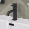 VOS Single Lever Basin Mixer - Matt Black -Vado Sale Store vos mono lever basin tap matt black lifestyle