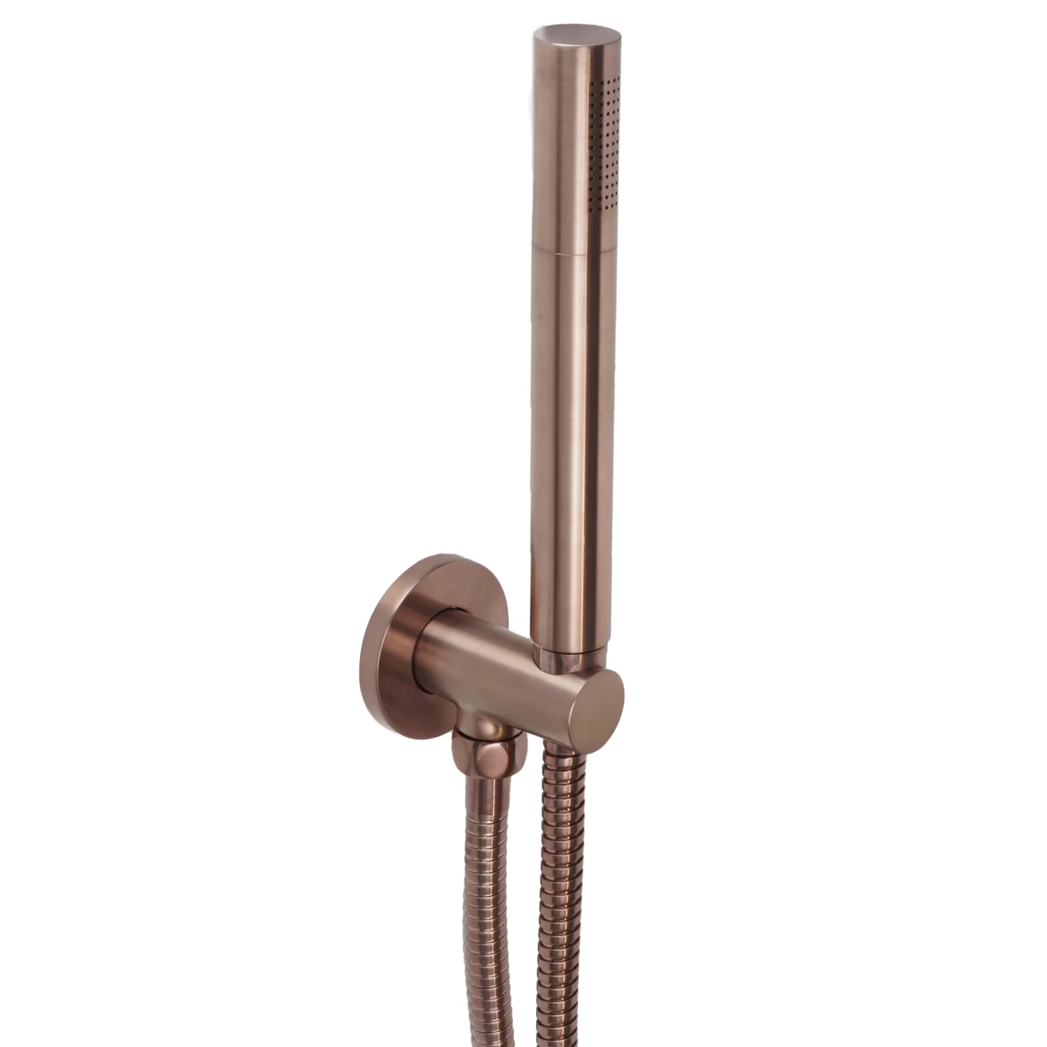 VOS Round Water Outlet & Holder With Metal Hose & Slim Hand Shower - Brushed Bronze 3 VOS Round Water Outlet & Holder With Metal Hose & Slim Hand Shower - Brushed Bronze