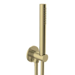 VOS Concealed Dual Outlet 3 Handle Shower Valve, Fixed Head & Shower Handset Kit - Brushed Brass -Vado Sale Store vos shower valve kit shower handset brushed brass cutout