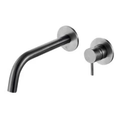 VOS Single Lever Wall Mounted Basin Mixer - Brushed Black