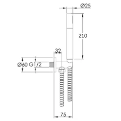 VOS Round Water Outlet & Holder With Metal Hose & Slim Hand Shower - Brushed Bronze 7 VOS Round Water Outlet & Holder With Metal Hose & Slim Hand Shower - Brushed Bronze -Vado Sale Store vos slim hand shower kit and holder line drawing