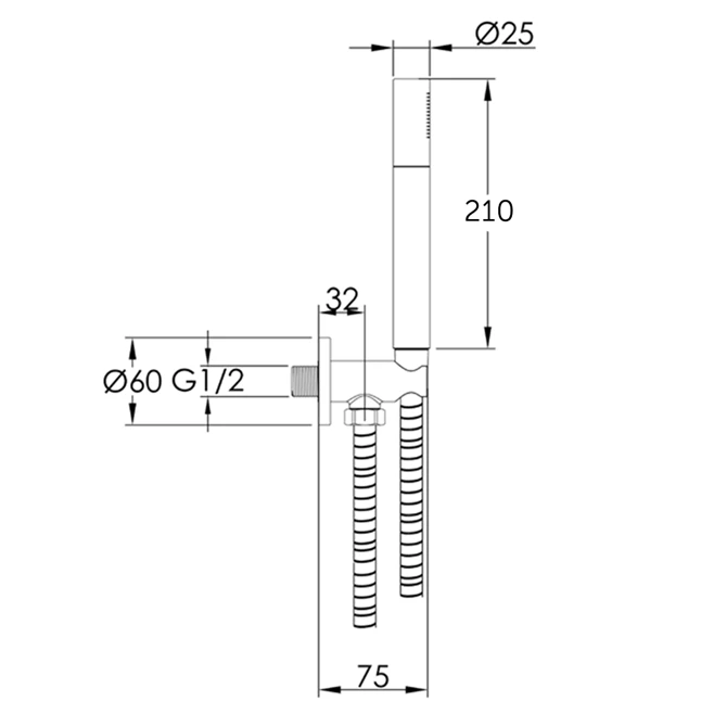VOS Round Water Outlet & Holder With Metal Hose & Slim Hand Shower - Brushed Bronze 5 VOS Round Water Outlet & Holder With Metal Hose & Slim Hand Shower - Brushed Bronze - Image 3