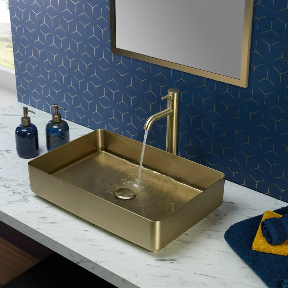 VOS Tall Single Lever Basin Mixer - Brushed Brass 5 VOS Tall Single Lever Basin Mixer - Brushed Brass - Image 3
