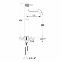 VOS Tall Single Lever Basin Mixer With Designer Handle - Matt Black -Vado Sale Store vos tall basin mixer tap with designer handle tech 1