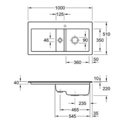 Villeroy & Boch Subway 60 1.5 Bowl White Alpin Ceramic Sink With Right Hand Drainer - 1000 X 510mm -Vado Sale Store vroybochsubway 671201 tech update