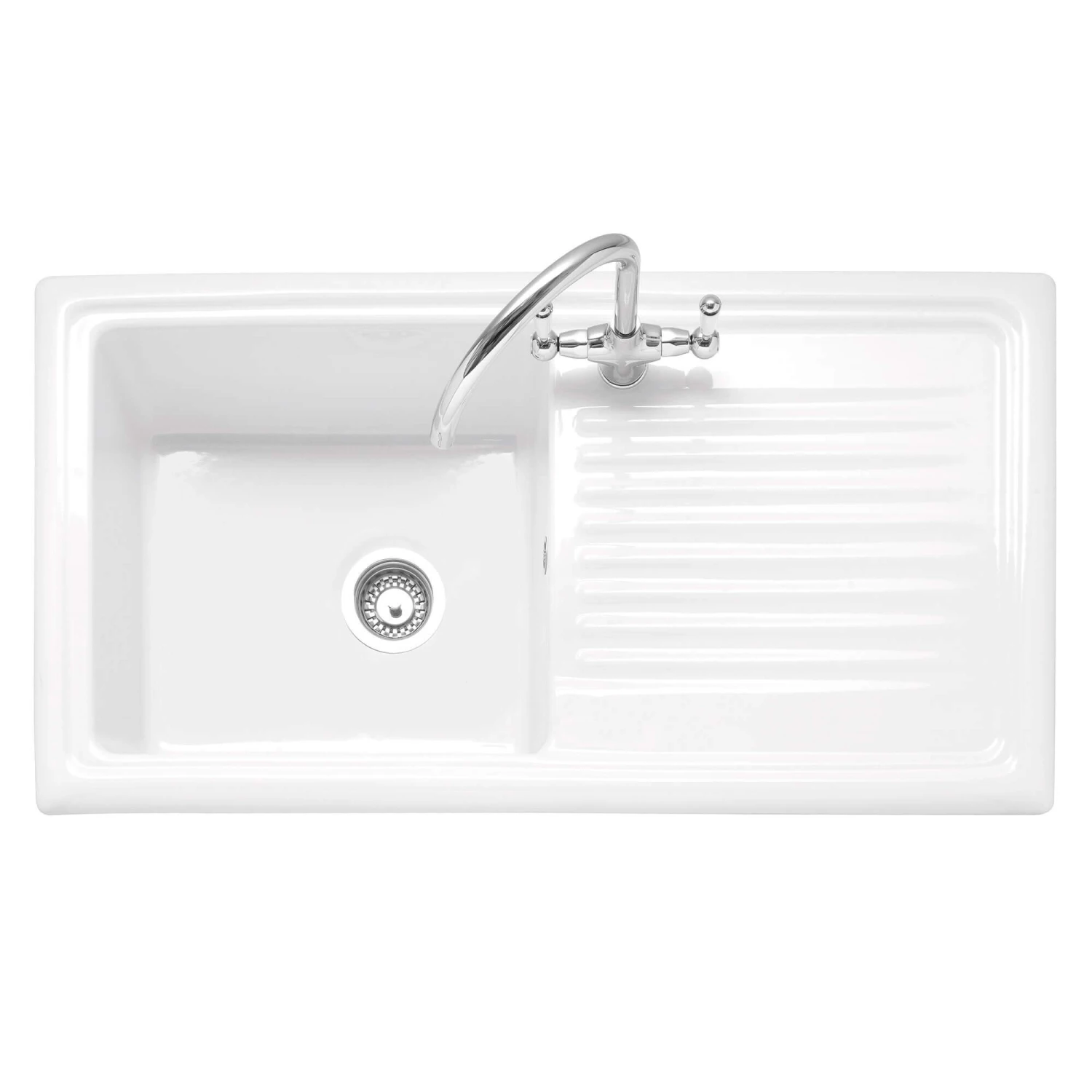 Caple Wiltshire 1 Bowl White Ceramic Kitchen Sink With Reversible Drainer - 1010 X 525mm 3 Caple Wiltshire 1 Bowl White Ceramic Kitchen Sink With Reversible Drainer - 1010 X 525mm