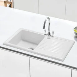 Caple Wiltshire 1 Bowl White Ceramic Kitchen Sink With Reversible Drainer - 1010 X 525mm 8 Caple Wiltshire 1 Bowl White Ceramic Kitchen Sink With Reversible Drainer - 1010 X 525mm -Vado Sale Store wil100 lifestyle 2