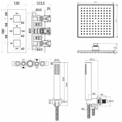 Zachary Concealed Shower Valve, Fixed Head & Shower Handset Kit - 300mm Wall Shower Arm -Vado Sale Store zachary shower valve fixed head handset kit tech