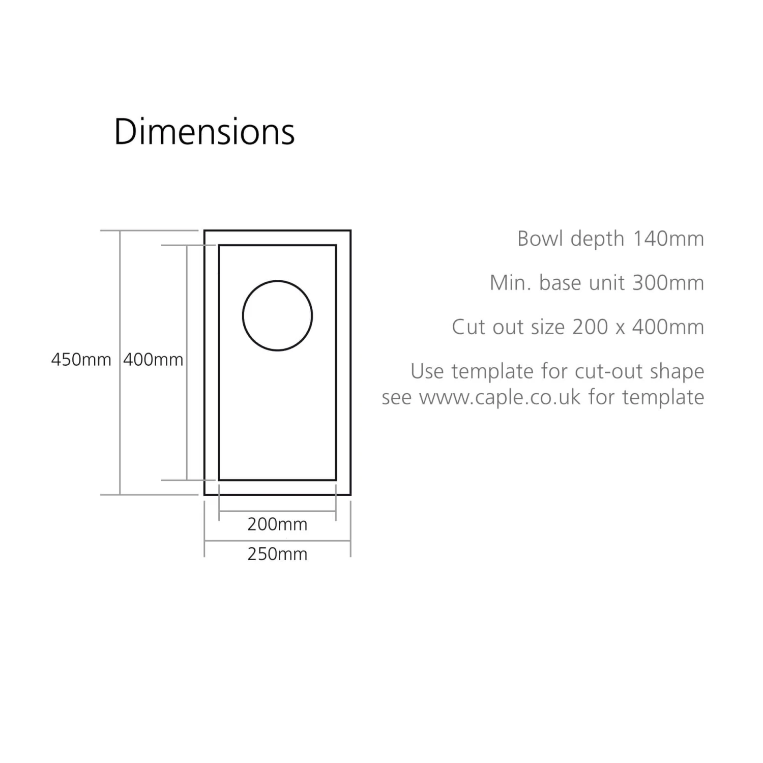 Caple Zero 0.5 Bowl Inset Or Undermount Brushed Stainless Steel Sink & Waste Kit - 250 X 450mm 5 Caple Zero 0.5 Bowl Inset Or Undermount Brushed Stainless Steel Sink & Waste Kit - 250 X 450mm - Image 4