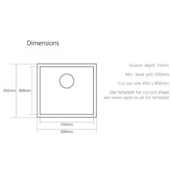 Caple Zero Inset Or Undermount Brushed Stainless Steel Drainer & Waste Kit - 500 X 450mm 9 Caple Zero Inset Or Undermount Brushed Stainless Steel Drainer & Waste Kit - 500 X 450mm -Vado Sale Store zero45 tech