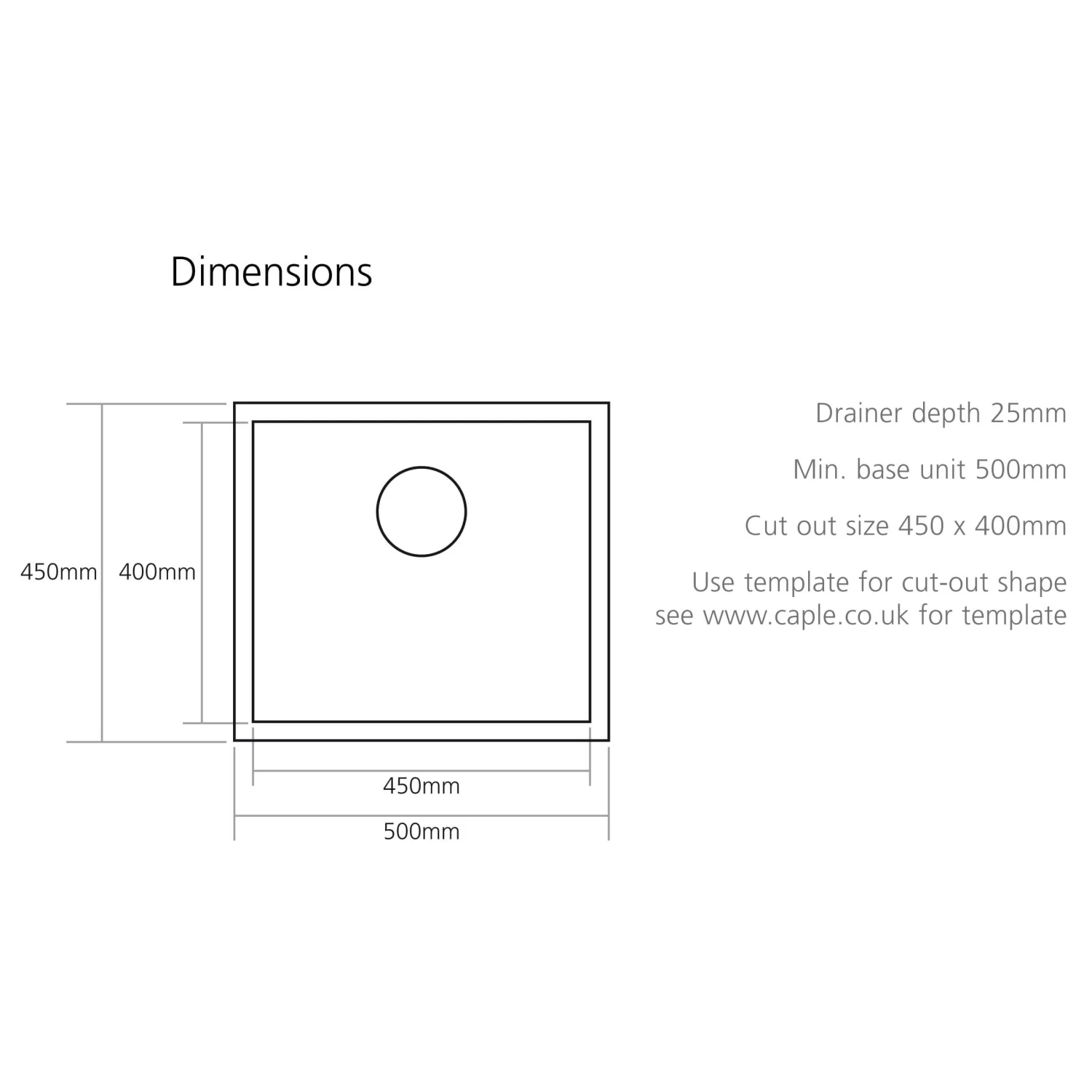 Caple Zero Inset Or Undermount Brushed Stainless Steel Drainer & Waste Kit - 500 X 450mm 6 Caple Zero Inset Or Undermount Brushed Stainless Steel Drainer & Waste Kit - 500 X 450mm - Image 4