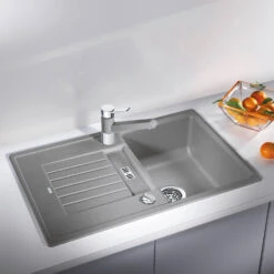 Blanco Zia 45 S Compact 1.5 Bowl Inset White Silgranit Composite Kitchen Sink & Waste With Reversible Drainer - 780 X 500mm 23 Blanco Zia 45 S Compact 1.5 Bowl Inset White Silgranit Composite Kitchen Sink & Waste With Reversible Drainer - 780 X 500mm -Vado Sale Store zia 45 s alumetallic lifestyle cropped