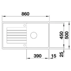 Blanco Zia 5 S 1 Bowl Inset Anthracite Silgranit Composite Kitchen Sink & Waste With Reversible Drainer - 860 X 500mm -Vado Sale Store zia 5 s line drawing top view cropped