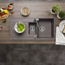 Blanco Zia 6 S 1.5 Bowl Inset Soft White Silgranit Composite Kitchen Sink & Waste With Reversible Drainer - 1000 X 500mm -Vado Sale Store zia 6 s alumetallic lifestyle top view cropped