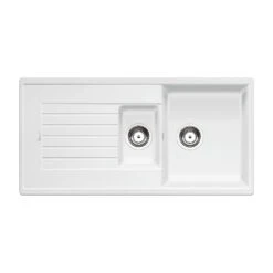 Blanco Zia 6 S 1.5 Bowl Inset Soft White Silgranit Composite Kitchen Sink & Waste With Reversible Drainer - 1000 X 500mm -Vado Sale Store zia 6 s white product shot cropped