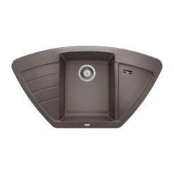 Blanco Zia 9 E Corner 1 Bowl Inset Black Silgranit Composite Kitchen Sink & Waste With Reversible Drainer - 930 X 510mm -Vado Sale Store zia 9 e alumetallic product shot cropped