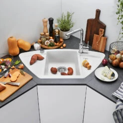 Blanco Zia 9 E Corner 1 Bowl Inset Black Silgranit Composite Kitchen Sink & Waste With Reversible Drainer - 930 X 510mm