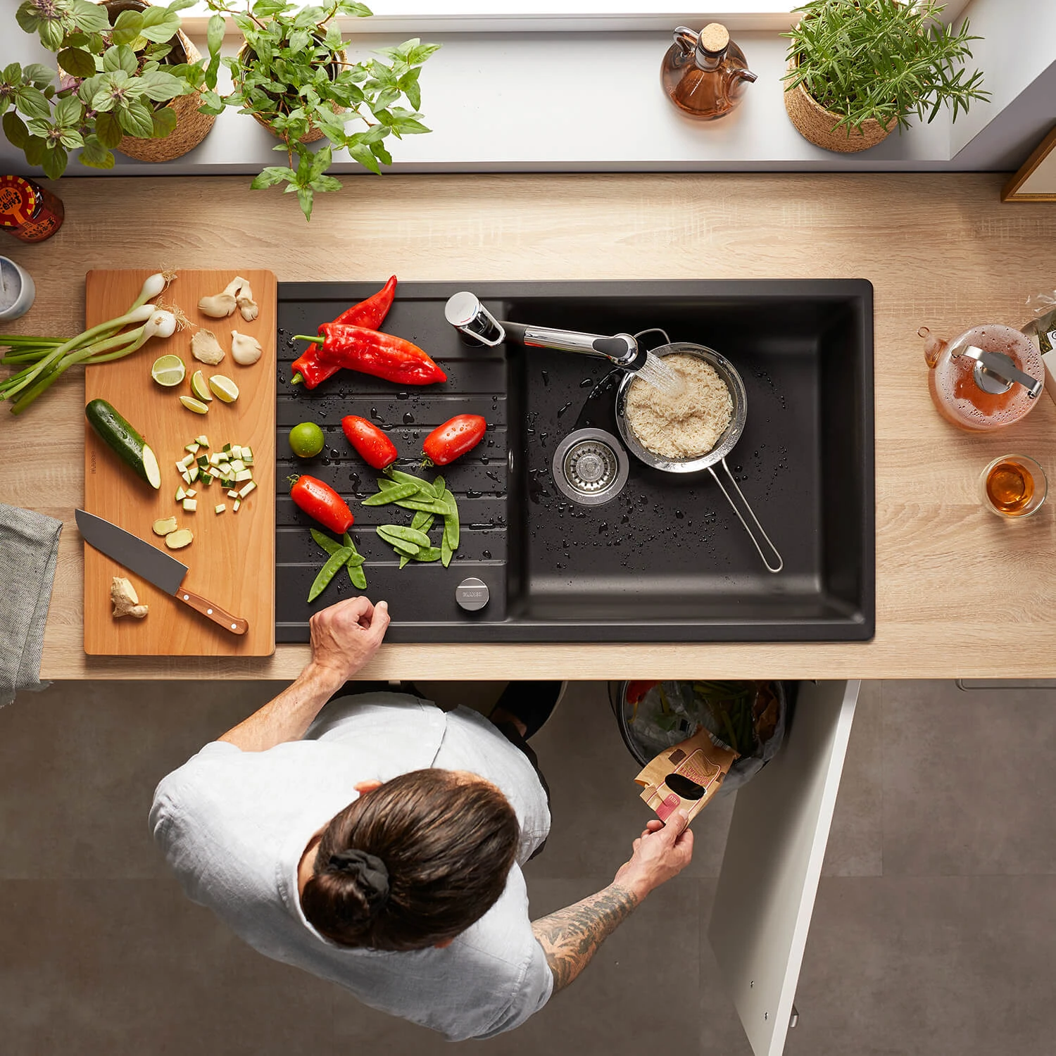 Blanco Zia XL 6 S Compact 1 Bowl Inset Anthracite Silgranit Composite Kitchen Sink & Waste With Reversible Drainer - 780 X 500mm 4 Blanco Zia XL 6 S Compact 1 Bowl Inset Anthracite Silgranit Composite Kitchen Sink & Waste With Reversible Drainer - 780 X 500mm - Image 2