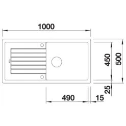 Blanco Zia XL 6 S 1 Bowl Inset White Silgranit Composite Kitchen Sink & Waste With Reversible Drainer - 1000 X 500mm -Vado Sale Store zia xl 6 s line drawing top view cropped