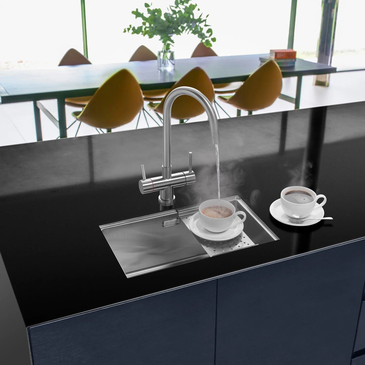 Caple Zona Large Single Bowl Brushed Stainless Steel Sink & Waste Kit With Accessory Pack - 496 X 300mm 4 Caple Zona Large Single Bowl Brushed Stainless Steel Sink & Waste Kit With Accessory Pack - 496 X 300mm - Image 2