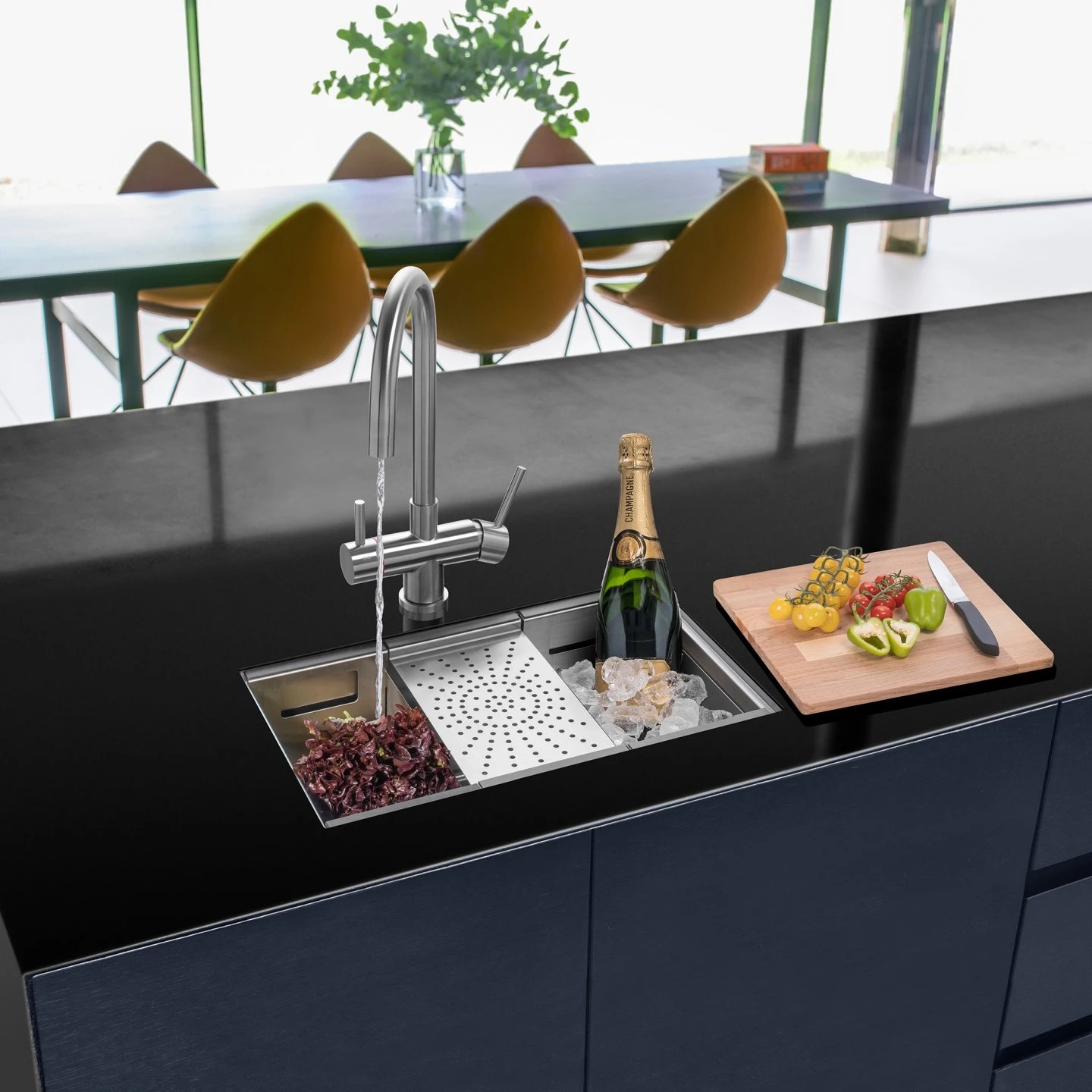 Caple Zona Large Single Bowl Brushed Stainless Steel Sink & Waste Kit With Accessory Pack - 496 X 300mm 8 Caple Zona Large Single Bowl Brushed Stainless Steel Sink & Waste Kit With Accessory Pack - 496 X 300mm - Image 6