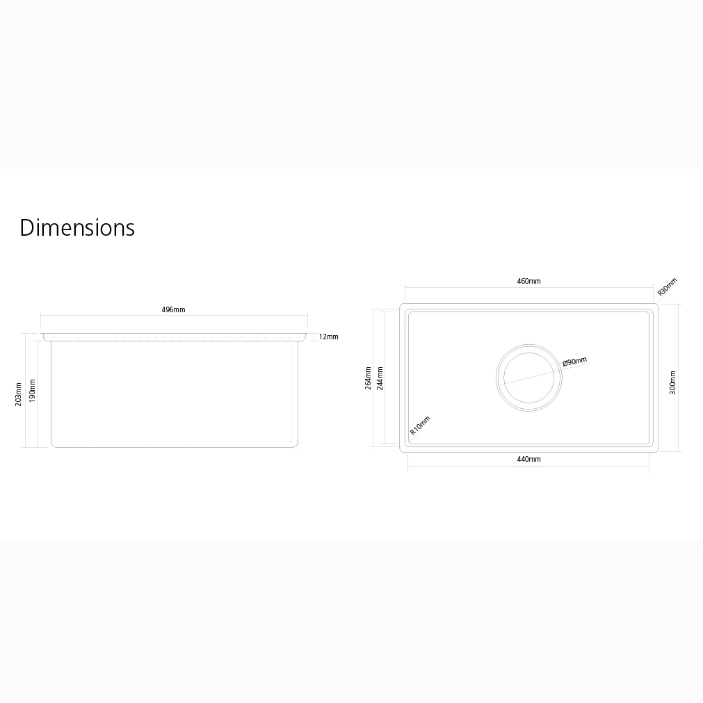 Caple Zona Large Single Bowl Brushed Stainless Steel Sink & Waste Kit With Accessory Pack - 496 X 300mm 10 Caple Zona Large Single Bowl Brushed Stainless Steel Sink & Waste Kit With Accessory Pack - 496 X 300mm - Image 8